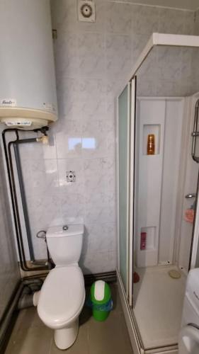une petite salle de bain avec toilettes et douche dans l'établissement Appartement à Nanterre-Ville, à Nanterre