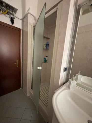 a bathroom with a shower and a sink at Appartamento VialeMarconi139, San Miniato in San Miniato Basso