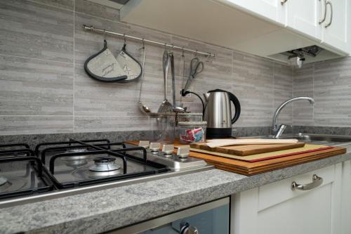 a kitchen counter with a stove and a sink at Borgo Capobianco in Montefiascone
