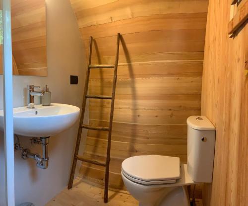 a bathroom with a toilet and a sink at Borgo Terra village in Fagagna