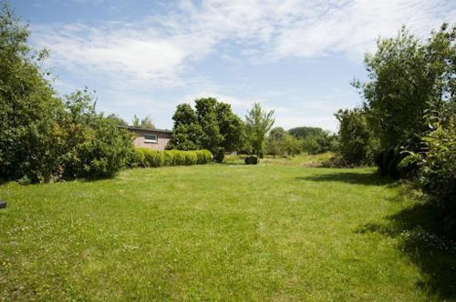 a large green yard with trees and a house at Flandrien Hotel in Brakel