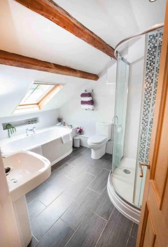 a bathroom with a sink toilet and a shower at Luxury Studio Apartment - Town Centre in Whitehaven