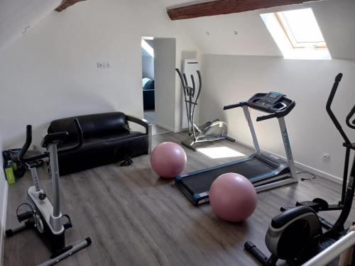 Fitness centrum a/nebo fitness zařízení v ubytování Maison Espace détente
