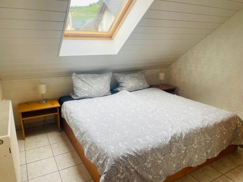 a bedroom with a bed and a window at Ferienwohnungen Klaß in Alken