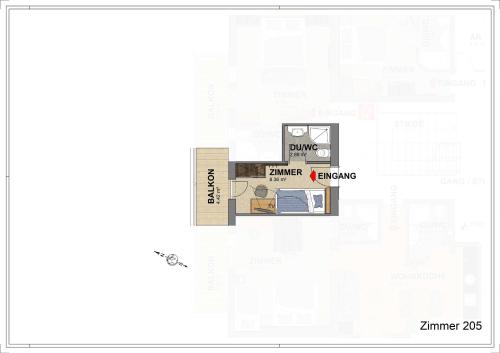 a rendering of a floor plan of a condo at Hotel Garni Schönblick in Sölden