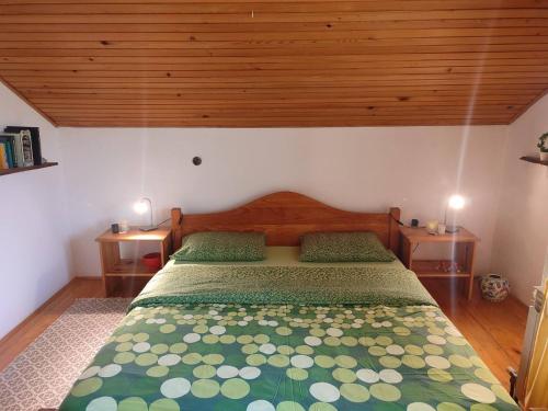 a bedroom with a large bed with two night stands at Villa Beata Apartment 1 upper floor in Kulen Vakuf