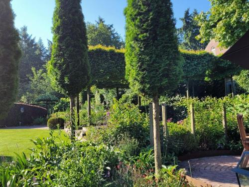 a row of trees in a garden at Villa in Overloon near War Museum and Zoo in Overloon