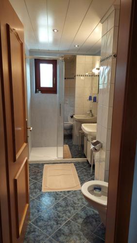 ein Badezimmer mit Toilette und Waschbecken in der Unterkunft Maxgut in Mariapfarr