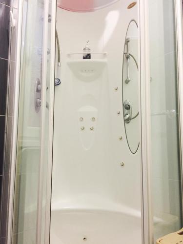 a bathroom with a shower and a sink at Apartman Zagreb Jarun in Zagreb