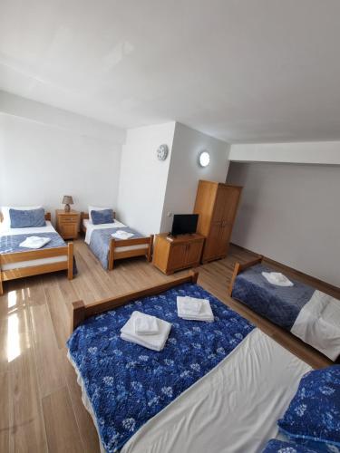 a room with three beds and a tv in it at City Square Apartments in Plav