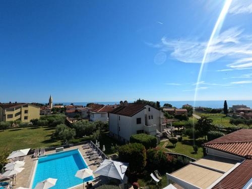 an aerial view of a villa with a swimming pool at Villa Badi in Umag