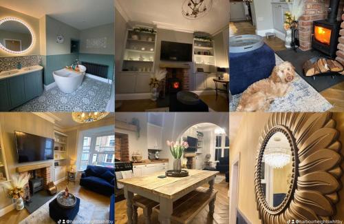 a collage of pictures of a kitchen and a living room at Harbour Heights Whitby in Whitby