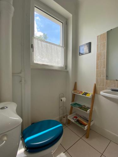 une salle de bain avec toilettes, lavabo et fenêtre dans l'établissement BookingAlsace - Maison Mittelharth Parking Jardin, à Colmar