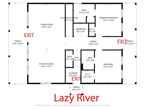 a floor plan of a lay river at Lazy River Cabin, River Front, Hot Tub, WIFI, 685 in FREE Attraction tickets each paid day! in Kodak