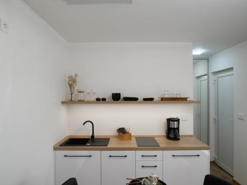 a kitchen with a sink and a counter top at Infinity Rožnov in Rožnov pod Radhoštěm