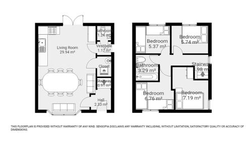 a floor plan of a house at The Dodsworth modern 4 bedroom house, sleeps 8 in York