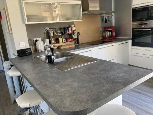 une cuisine avec un évier et un plan de travail dans l'établissement Grand 4 pièces Bourgeois Familial, à Nice