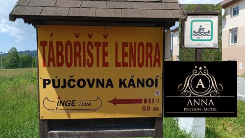 a sign for azaoleuanauanauanauanauanauanauanauanauanauana at Pension Motel Anna in Lenora