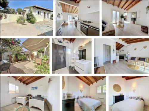 un collage de photos d'une maison dans l'établissement Petite maison familiale - Très proche de la mer - Les Frères de la Loc', à Pietrosella