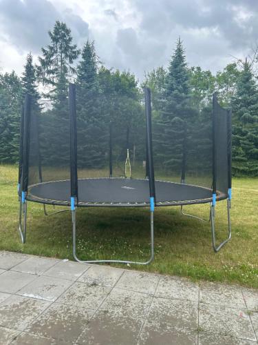 a trampoline in the grass in a park at Siedlisko Lubie in Złocieniec