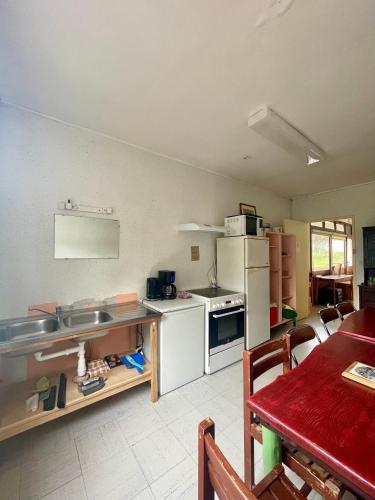 Kuchyň nebo kuchyňský kout v ubytování La Baleine Blanche - Hostel