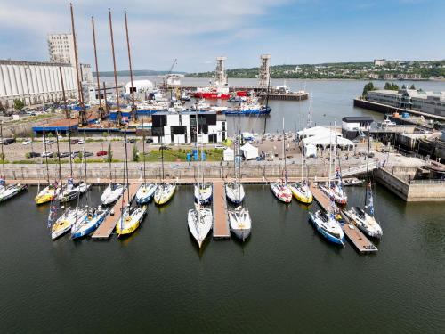 a group of boats docked in a harbor at Hotel Port-Royal in Quebec City
