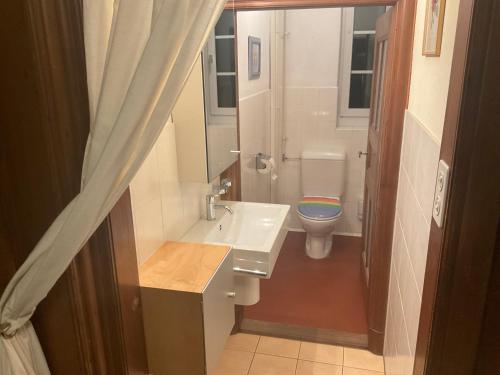 a small bathroom with a sink and a toilet at Taylor Swift in Elgg