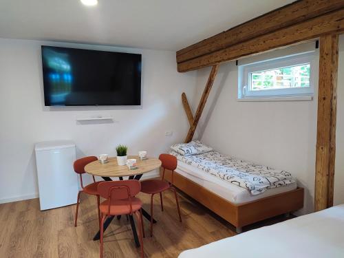 Ένα ή περισσότερα κρεβάτια σε δωμάτιο στο Slovenian House Mira