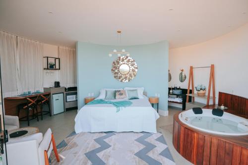Cama o camas de una habitación en Chalés Rota dos Lagos