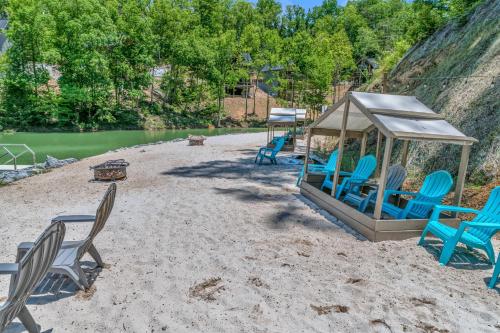 a group of chairs and a gazebo on the beach at Jolene Lookout in Dandridge