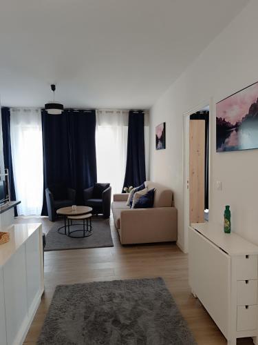 un salon avec un canapé et une table dans l'établissement Nice promenade des anglais, à Nice