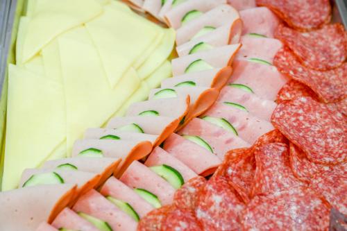 a display of cheese and ham and cheese crackers at Saint Constantine Hotel in Kos Town