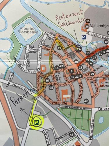 a close up of a map at Restaurant Sælhunden in Ribe