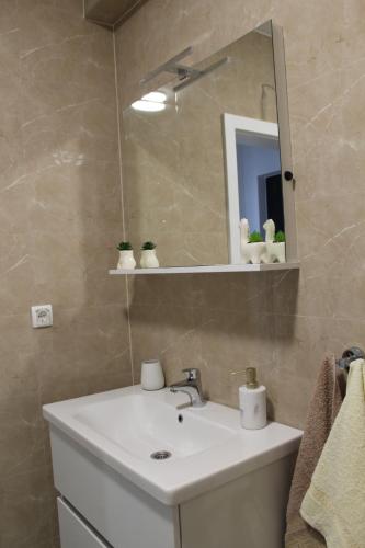 a bathroom with a sink and a mirror at Apartman Nivalis in Čapljina