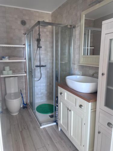a bathroom with a shower and a toilet and a sink at Apartamento centro 3 habitaciones in Almería