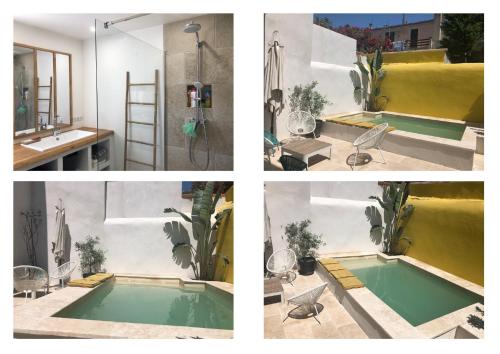 un collage de quatre photos d'une piscine dans l'établissement Maison avec piscine bord de mer, à Marseille