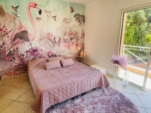 Postel nebo postele na pokoji v ubytování Villa Sì- Villa indépendante 3 chambres avec piscine et magnifique vue mer en plein centre de Porticcio