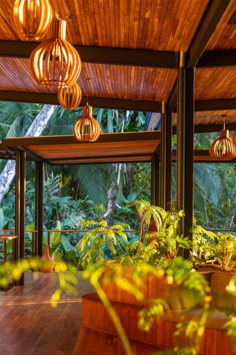 a room with a bunch of plants and lights at El Remanso Rainforest Lodge in Puerto Jiménez