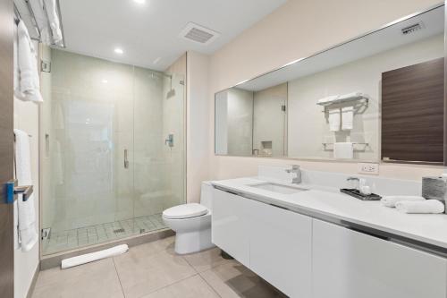 a bathroom with a toilet and a sink and a shower at Nido del amor in Hollywood