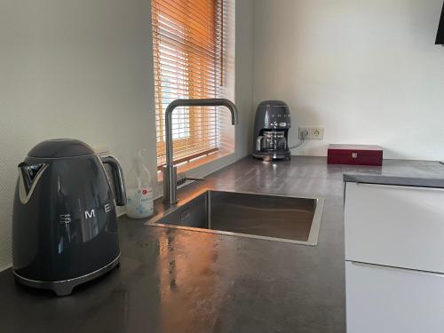 a kitchen with a sink and a counter top at Appelhoeve in Appelscha