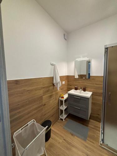 a bathroom with a sink and a mirror at Regina di Puglia in Santeramo in Colle