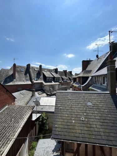 a group of roofs of buildings in a city at Ma jolie maison de Pont l'Evêque in Pont-lʼÉvêque