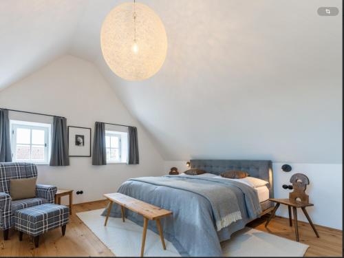 En eller flere senge i et værelse på Winzerhaus Im Himmelreich