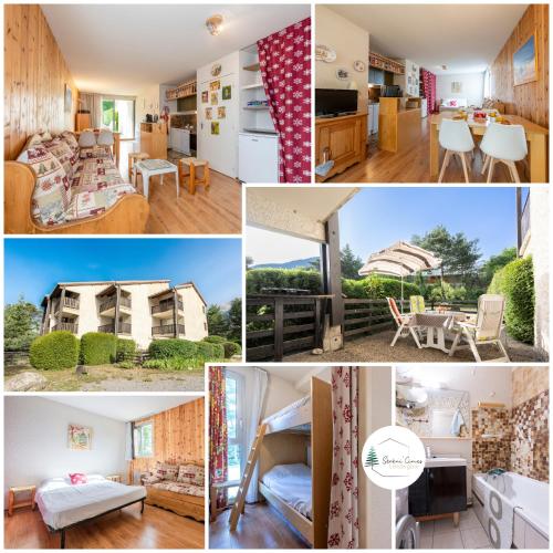 un collage de photos d'une maison dans l'établissement Petit Montagnard - Casier à ski - Parking, à Enchastrayes