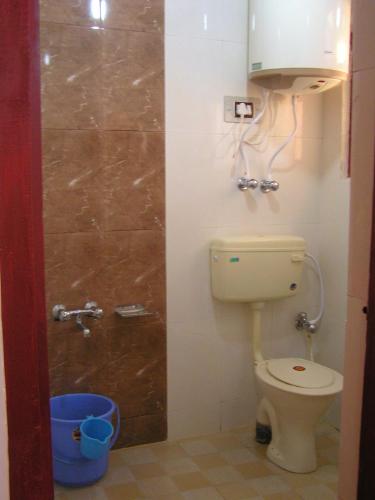 a bathroom with a toilet and a shower at Howrah Guest House in Srinagar