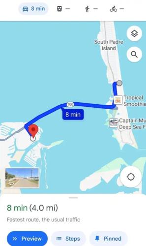 a screenshot of a cell phone with a map at 8 Mins to SPI Beach Spacious 3BR with Backyard in Port Isabel