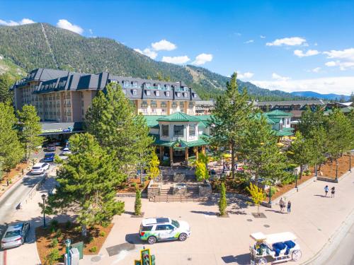 an aerial view of a town with a building at Margaritaville Resort Lake Tahoe in South Lake Tahoe