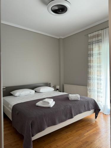 アレクサンドルポリスにあるMargi Homeのベッドとタオル2枚のある寝室