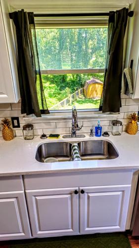 a kitchen with a sink and a window at Luxury duplex unit in Nashville Unit A in Nashville