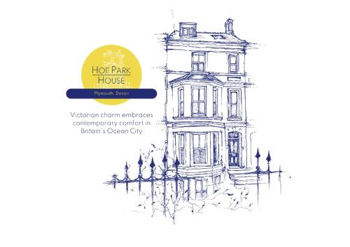 a sketch of an old house with a fence at Hoe Park House, Sleeps 10, Historic, Central, Near Excellent Dining, Bars & Seafront in Plymouth